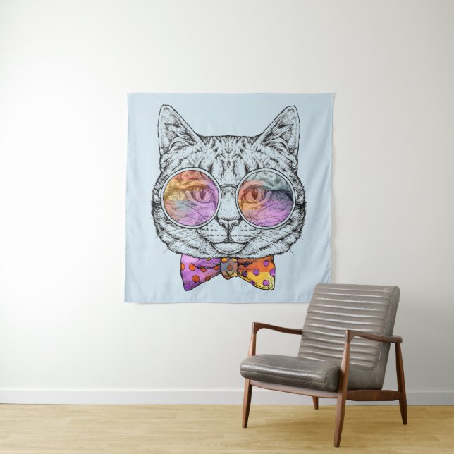 Wise Kitty Kat Tapestry (In Situ)