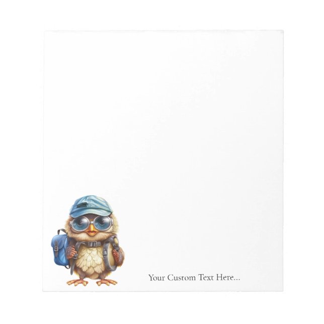 Wise Little Traveller, Kid Owl with backpack 5.5x6 Notepad (Front)