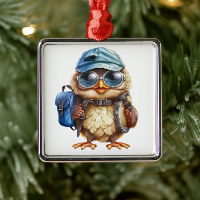 Wise Little Traveller - Kid Owl with backpack Metal Tree Decoration (Tree)