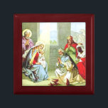 Wise Men At The Nativity Gift Box<br><div class="desc">The 3 wise men have arrived to give their gifts to the baby Jesus in this delightful vintage nativity scene.</div>