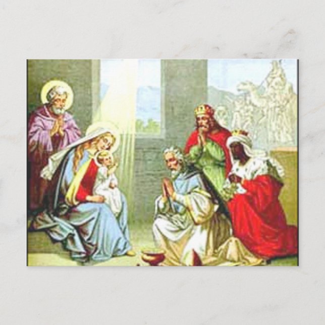 Wise Men At The Nativity Holiday Postcard (Front)