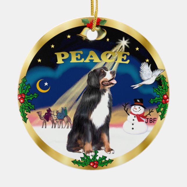 Wise Men - Bernese Mountain Dog Ceramic Tree Decoration (Front)