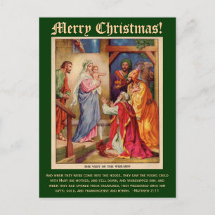 Wise Men Christmas Card, with Bible Verse Holiday Postcard