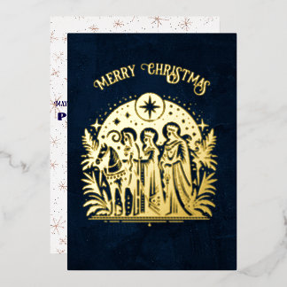 Wise Men Foil on Blue Foil Holiday Card