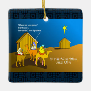 Wise Men Geocaching Christmas Ceramic Ornament