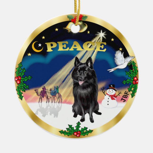 Wise Men - Schipperke Ceramic Tree Decoration (Front)