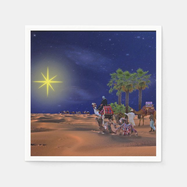 Wise Men Star Christmas Graphic Napkin (Front)
