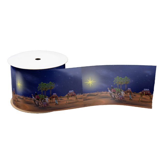 Wise Men Star Christmas Graphic Satin Ribbon (Spool)