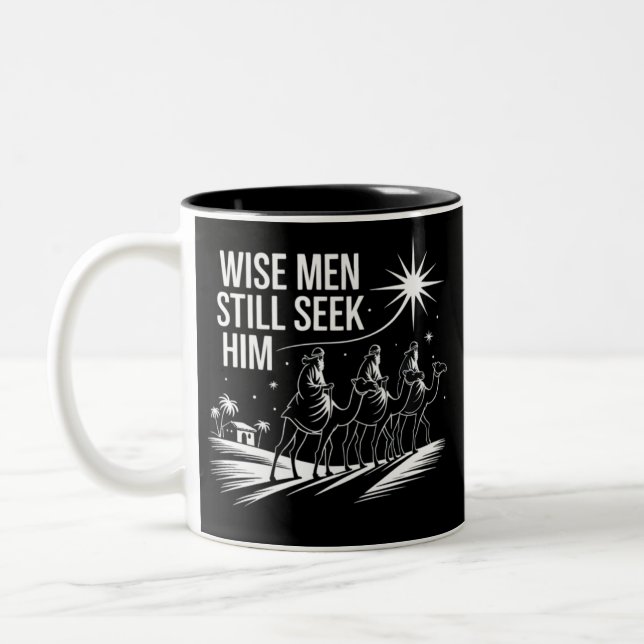 Wise Men Still Seek Him Christian Christmas Jesus Two-Tone Coffee Mug (Left)
