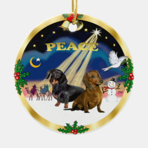 Wise Men - Two Dachshunds Ceramic Tree Decoration