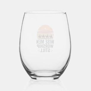 Wise Men Worship Still Vintage Christmas Shirt Stemless Wine Glass