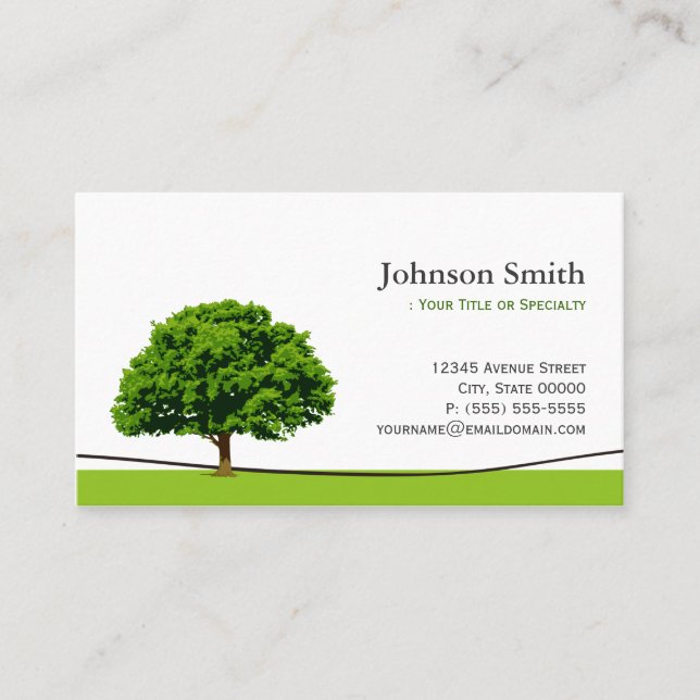 Wise Oak Tree Symbol - Professional Tree Service Business Card (Front)