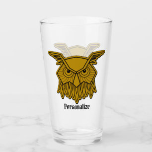 Wise Old Owl Gold Black Bird Personalised Glass