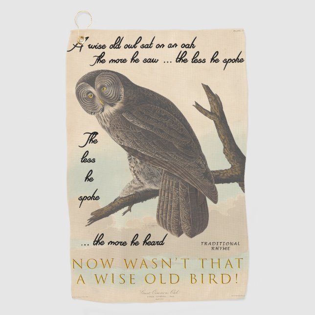 Wise old owl golf towel (Front)