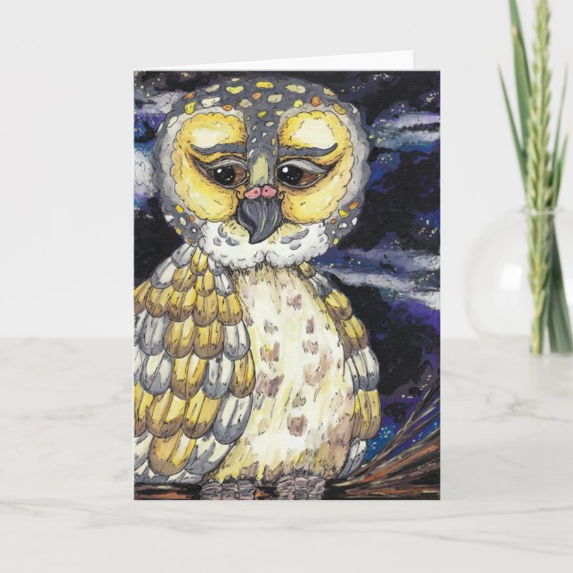 Wise Old Owl Greeting Card (Front)