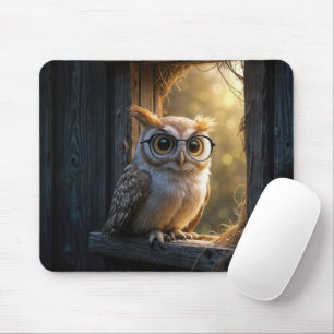 Wise Old Owl In Barn Window Mouse Mat