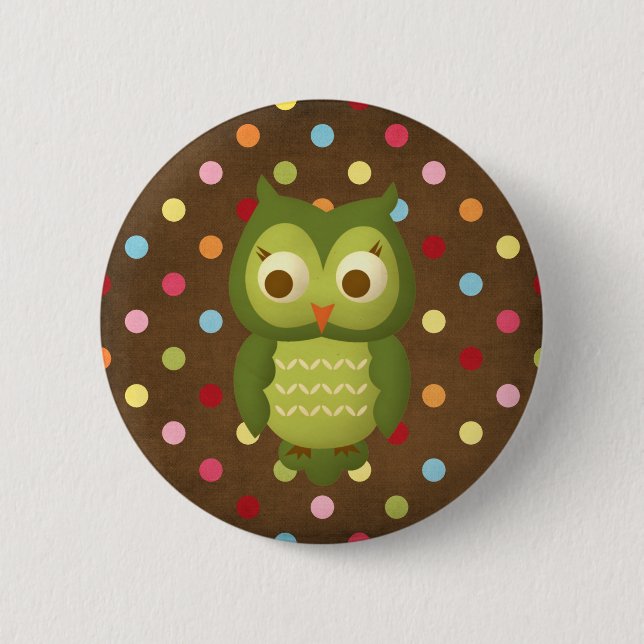 Wise Owl 6 Cm Round Badge (Front)