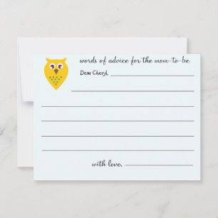 Wise Owl - Baby Shower Advice cards