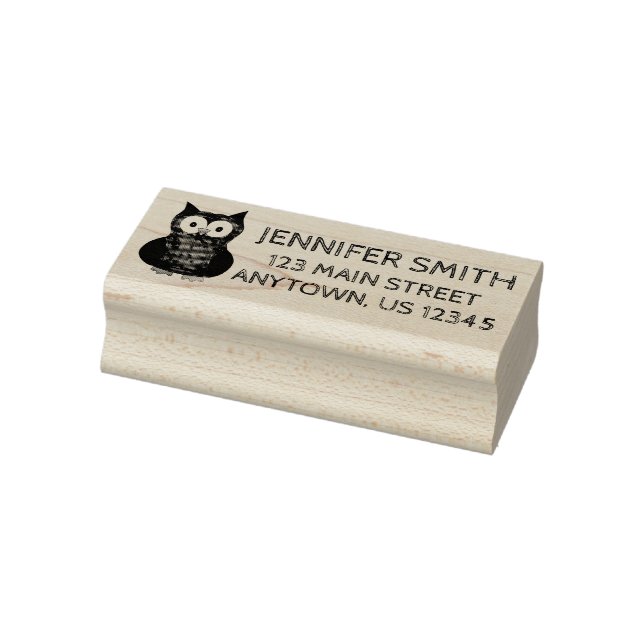 Wise Owl Cartoon Bird Personalised Address Rubber Stamp (Stamp)