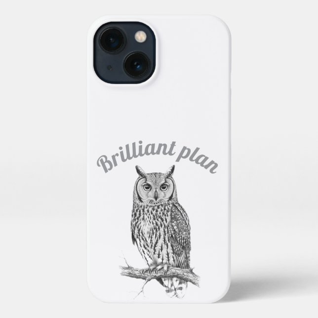Wise Owl Charcoal Sketch Phone Case (Back)