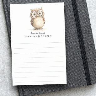 Wise owl from the desk of name lined post-it notes
