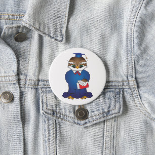 Wise Owl Graduation Cute Scholar Bird  7.5 Cm Round Badge