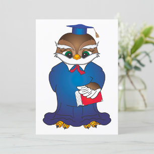 Wise Owl Graduation Cute Scholar Bird  Invitation