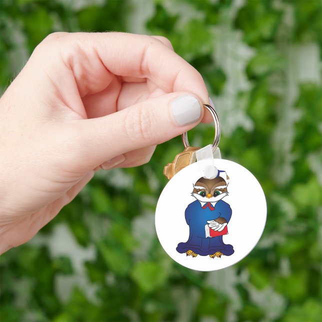 Wise Owl Graduation Cute Scholar Bird  Key Ring (Creator Uploaded)