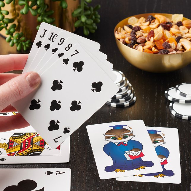 Wise Owl Graduation Cute Scholar Bird  Playing Cards (Creator Uploaded)