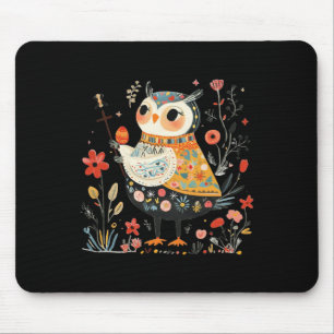 Wise Owl Guardian - Easter Egg Folk Art Mouse Mat