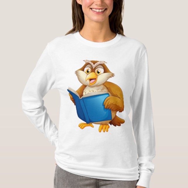 Wise Owl Reading Book T-Shirt (Front)
