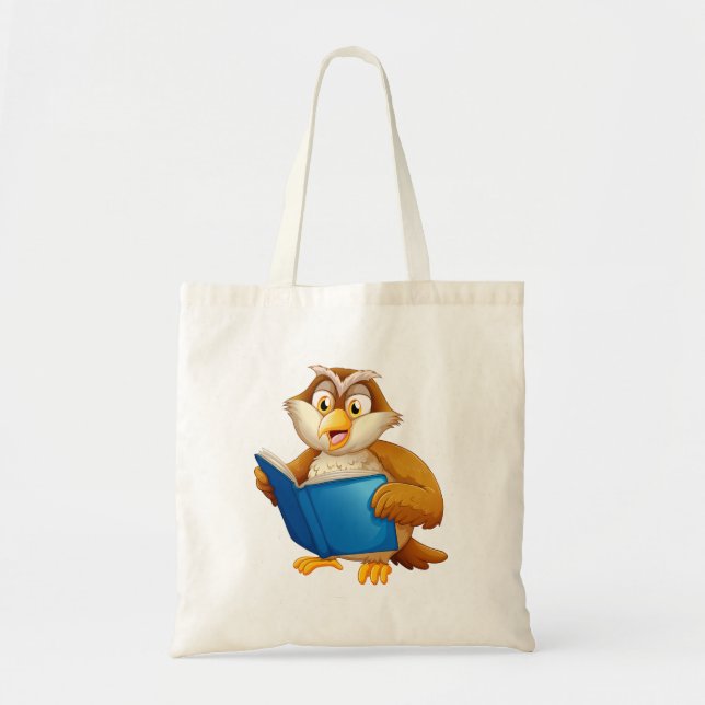 Wise Owl Reading Book Tote Bag (Front)