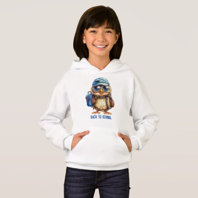 Wise Owl with Blue backpack, hats and an eyeglass, (Front Full)