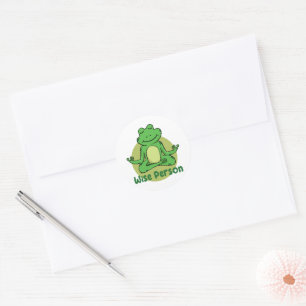 Wise person Kawaii funny frog doing yoga poses Classic Round Sticker