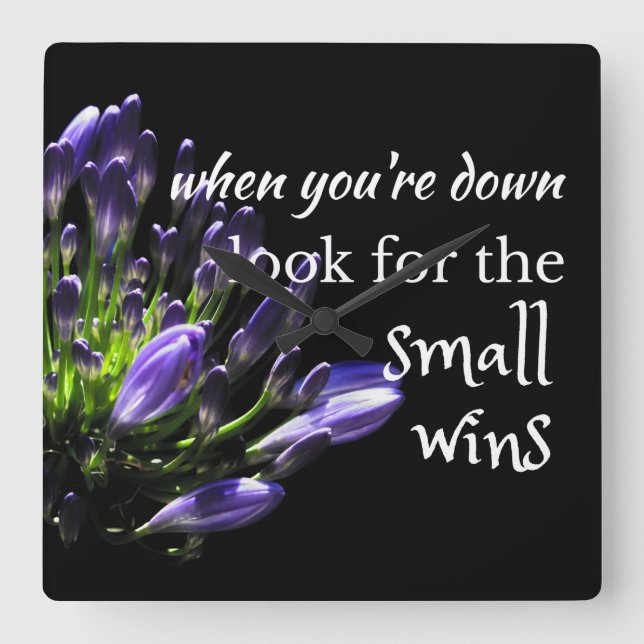 Wise positive words: ...look for the small wins square wall clock (Front)