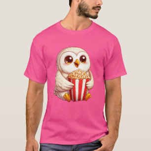 Wise Snow Owl Popcorn Movie Night friends T-Shirt