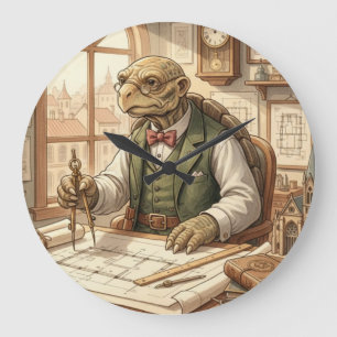 Wise Turtle Architect Vintage Office Wall Clock