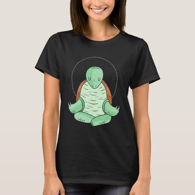 Wise Turtle Yoga Meditating T-Shirt (Front)