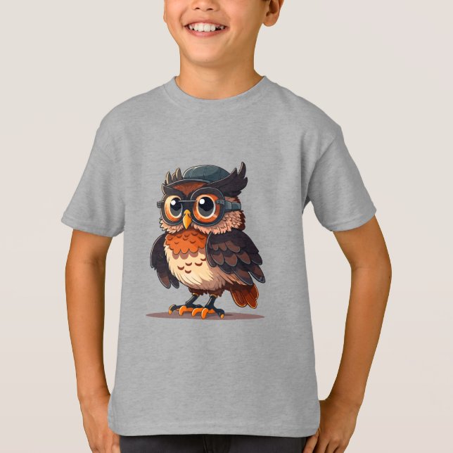 Wise Whimsy: The Scholarly Owl T-Shirt (Front)