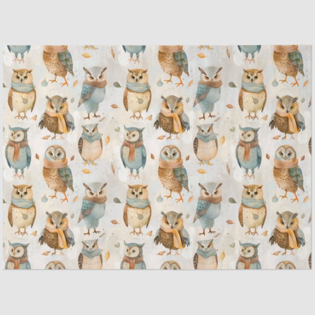 Wise winter character owls tissue paper (Front)