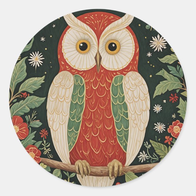 Wise Winter Watcher Classic Round Sticker (Front)