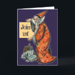 Wise Wizard Halloween Party Invitations<br><div class="desc">A wise wizard holds a card with text you can edit. Customise this card for your Halloween party invitations,  or make Halloween birthday cards,  or just scary Halloween greeting cards!  Suitable for bulk purchase,  too,  with discounts for bulk buying so you can scare all your friends!</div>