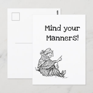 Wise Woman Grandmother Giving Advice Cartoon Postcard