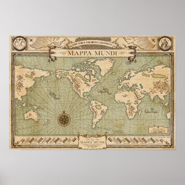 Wiseacre's Wizarding Equipment - Mappa Mundi Poster (Front)
