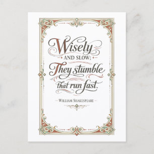 "Wisely and Slow" Shakespeare Postcard