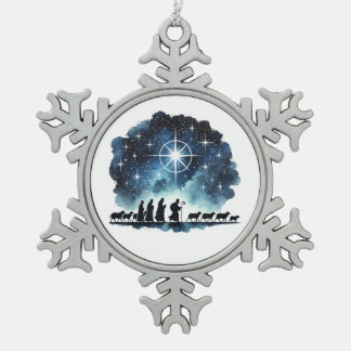 Wisemen Snowflake Pewter Christmas Ornament