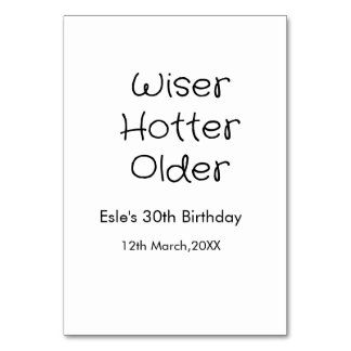 WISER HOTTER SEXIER 30TH BIRTHDAY NAME DATE BLACK  TABLE NUMBER