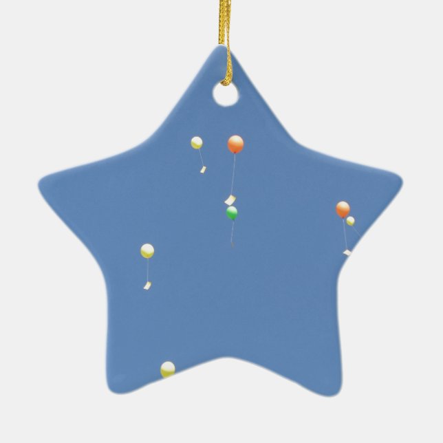 Wish balloons in the blue sky ceramic tree decoration (Back)