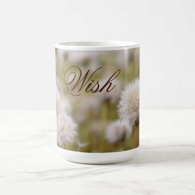 "Wish" Fluffy Dandelion Field Coffee Mug (Center)