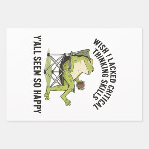 Wish I Lacked Critical Thinking Skills Frog Funny Wrapping Paper Sheet